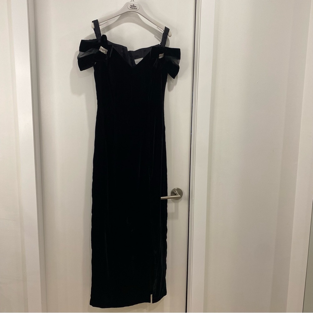 vintage black velvet evening dress